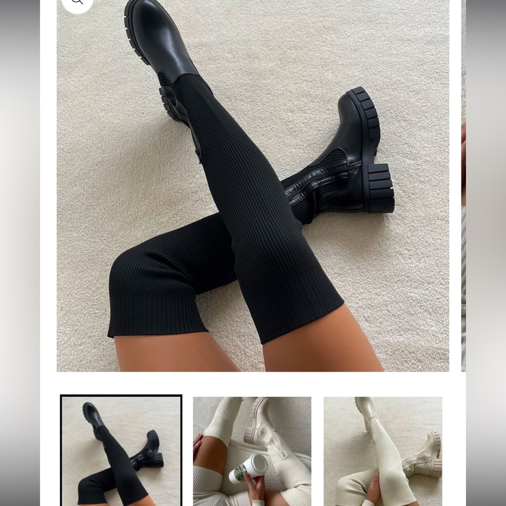 TikTok Popular Thigh High Boots - Black